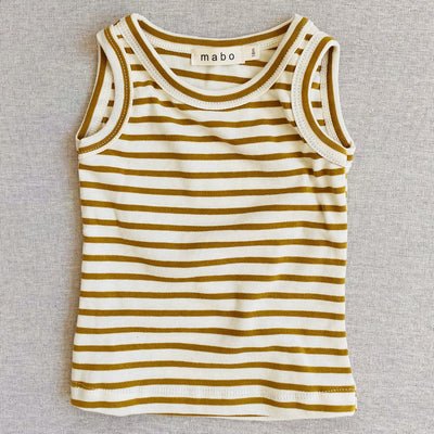 Cotton Tank Top - Natural/Chartreuse Stripe