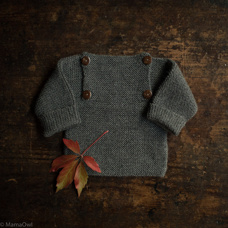 Baby Hand Knit Alpaca Sweater - Slate