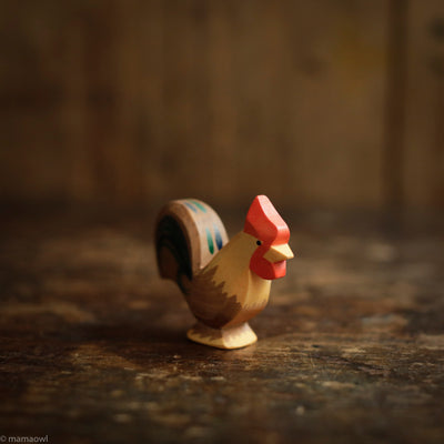Handcrafted Wooden Brown Rooster