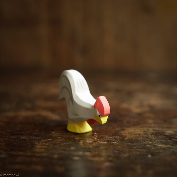 Handcrafted Wooden White Rooster