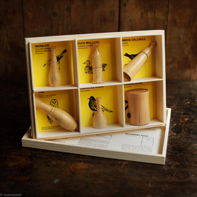 Handmade Wooden Bird Callers - Western American Birds - Set of 6