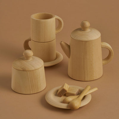 Handmade Wooden Tea Set - Natural
