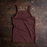 Merino Wool/Silk Pointelle Strappy Vest - Chestnut