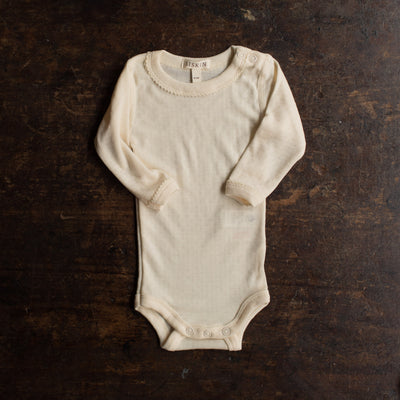 Merino Wool/Silk Pointelle Picot Body - Pearl