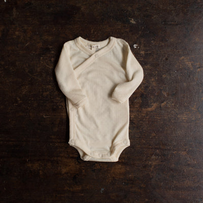 Merino Wool/Silk Pointelle Wrap Body - Pearl