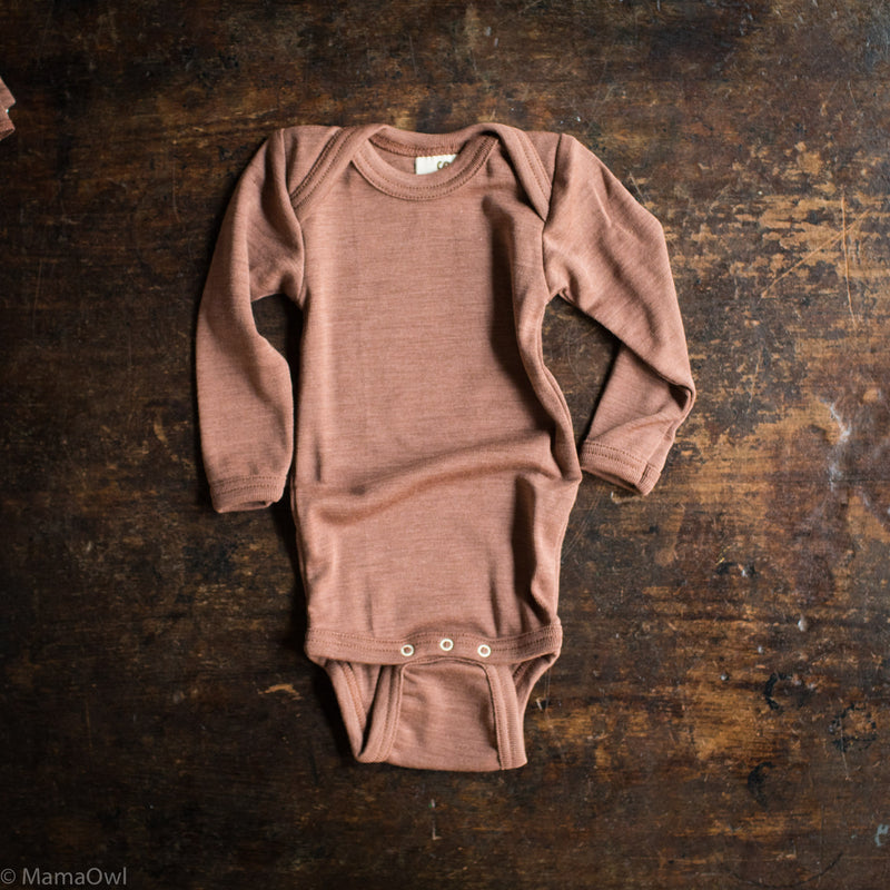 Robin Baby Body - Merino Wool & Silk - Cedarwood