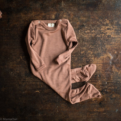 Kea Baby Pyjamas - Merino Wool & Silk - Cedarwood