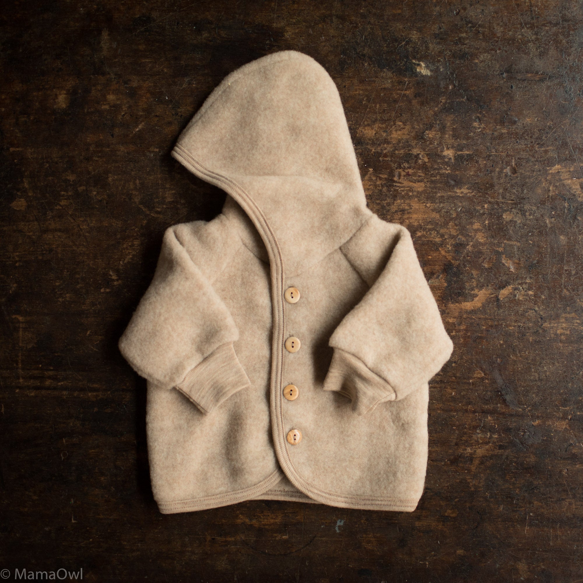 【新品未使用】baby frill wool like shirt jacket Baby/Kids' Merino Wool Fleece Jacket in beige - sizes 0 mth-8 yrs