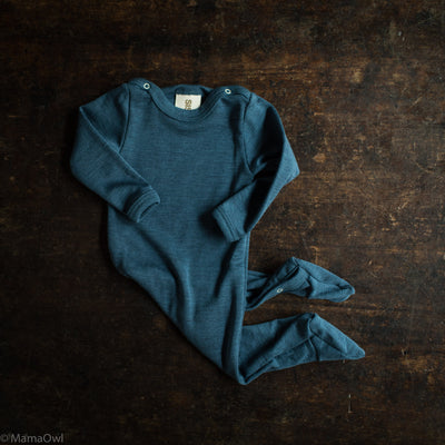 Kea Baby Pyjamas - Merino Wool & Silk - Deep Ocean