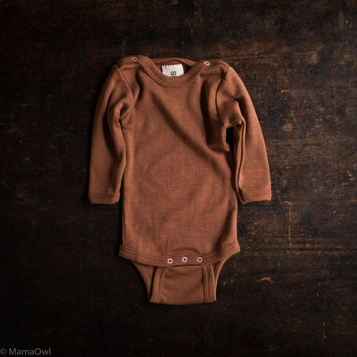 Swallow Baby Body - Merino Wool & Silk - Deep Rust