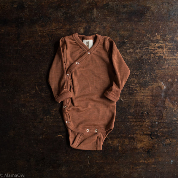 Moa Baby Body - Merino Wool & Silk - Deep Rust