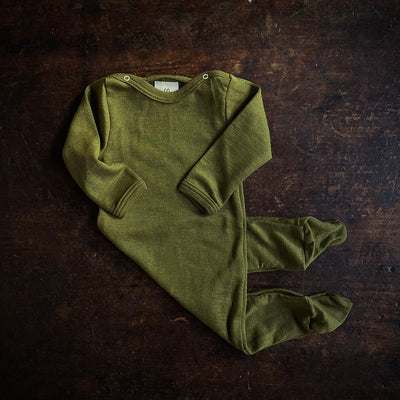 Kea Baby Pyjamas - Merino Wool & Silk - Moss