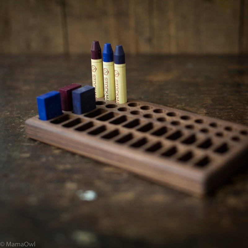 Handmade Walnut Wax Block & Crayon Holder 24/24