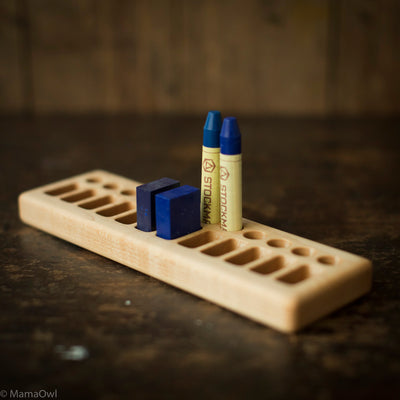 Handmade Maple Wax Block & Crayon Holder 12/12