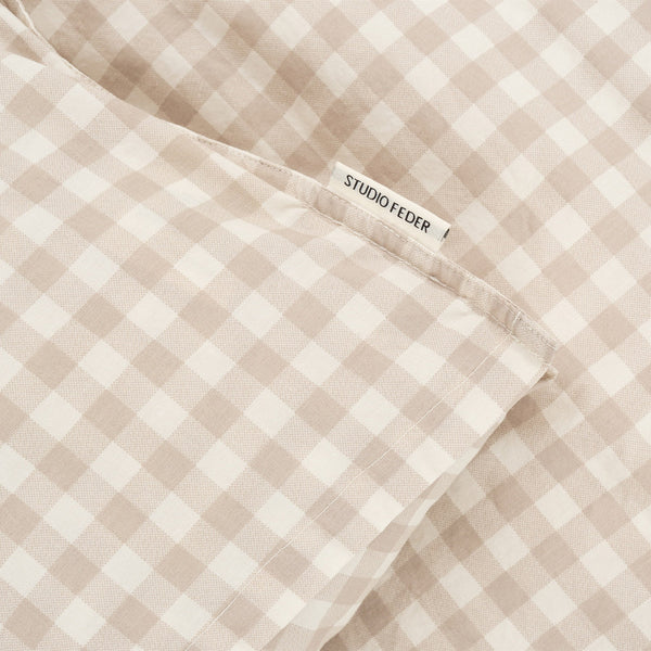 Cotton Duvet & Pillow Cover - Gingham Oat - Single