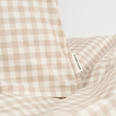 Cotton Duvet & Pillow Cover - Gingham Oat - Junior Size