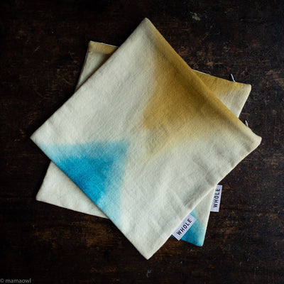 Small Woven Wool Cushion Cover - Natural Dyes - Blue/Yellow