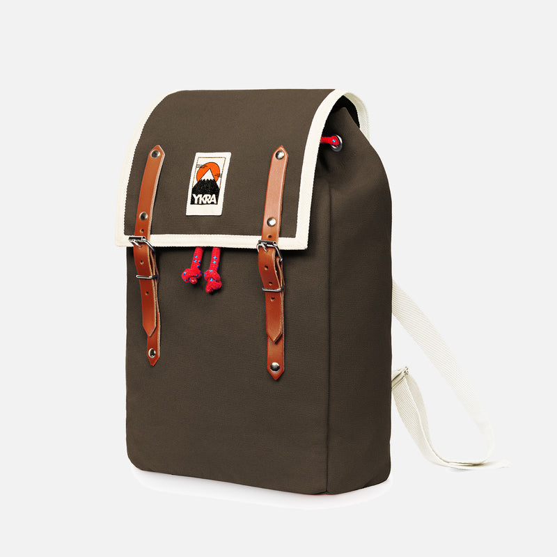 Cotton Canvas Matra Mini Backpack With Cotton Strap - Khaki