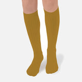 Adult's Cotton Knee Socks - Mustard