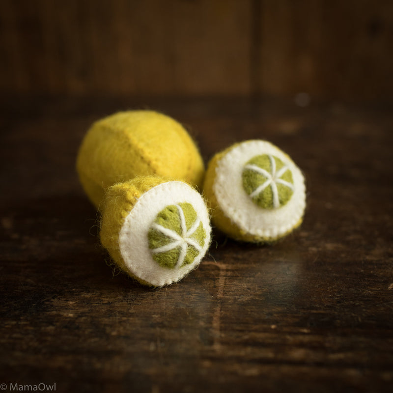 Felted Wool Fruit Lemon - 3 pieces