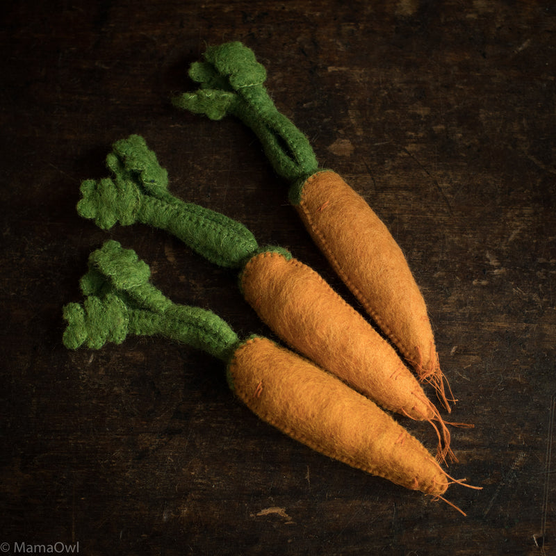 Felted Wool Vegetable Dutch Carrots - Set of 3