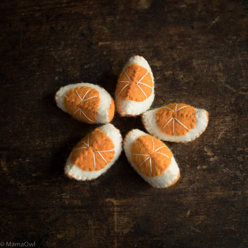 Felted Wool Orange - Set of 6 Pieces