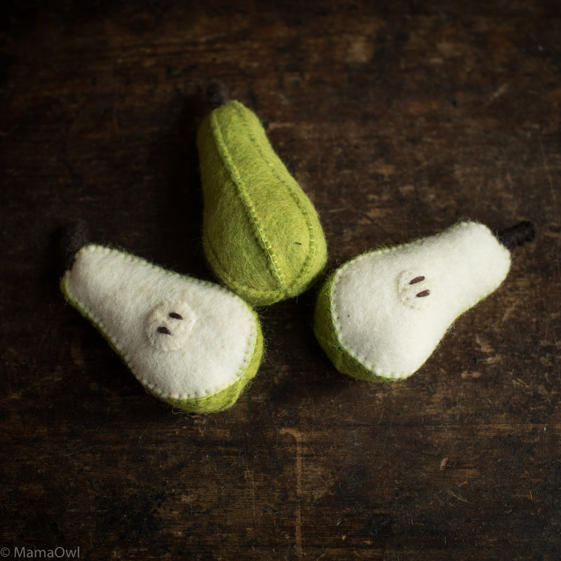 Felted Wool Fruit Pear - Set of 3 Pieces