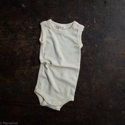 Merino Wool/Silk Pointelle Sleeveless Body - Pearl