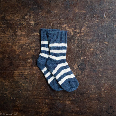 Baby & Kids Wool Socks - Denim Melange Stripe