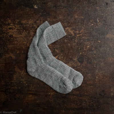 Baby & Kids Wool Rib Reinforced Boot Socks - Grey Melange