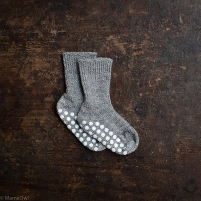 Baby & Kids Wool Socks with Stoppers - Grey Melange