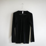 Womens Merino Wool & Silk LS Top - Black